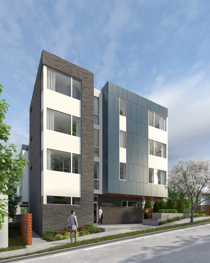 Stowell Apartments - exterior rendering of the building